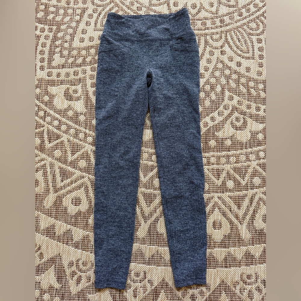 Athleta Herringbone Metro High Waisted Leggings Sz Small Heather Gray Pockets - Picture 3 of 15